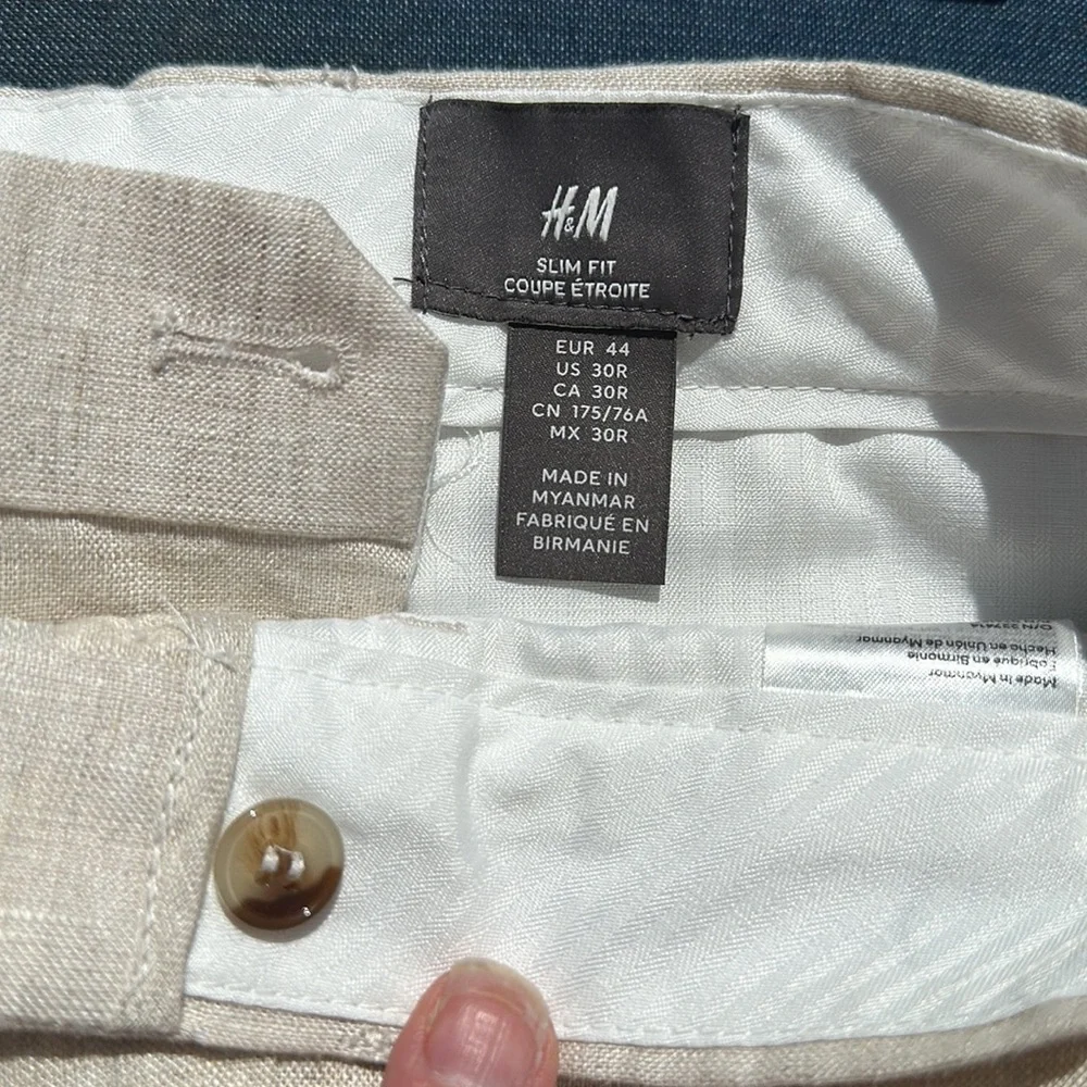H&M LINEN PANTS 30R slim fit nwot